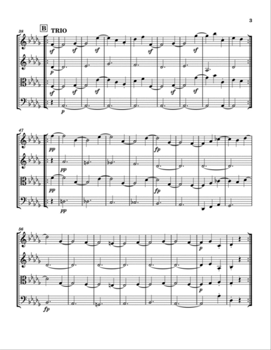 Moonlight Sonata 2nd Mvmt (Sonata No. 14 opus 27 no. 2) - Beethoven - String Quartet String Quartet scores gallery preview page 3