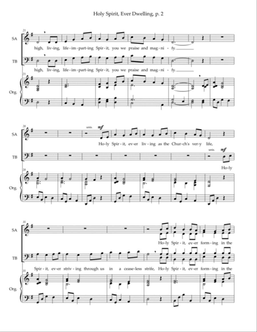 Holy Spirit, Ever Dwelling — SATB voices, organ 4-Part scores gallery preview page 3