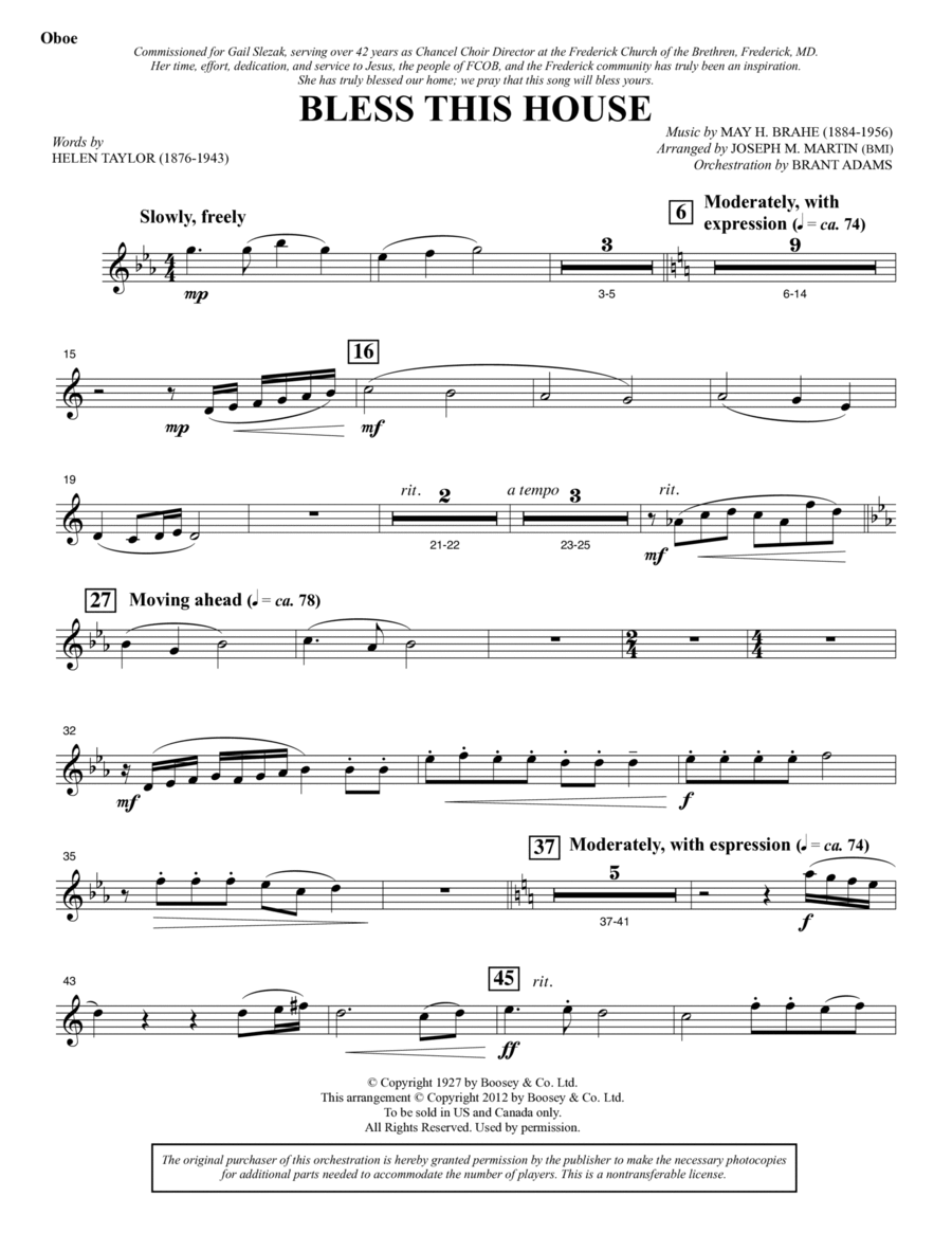 Bless This House - Oboe Bless This House - Oboe Choir scores gallery preview page 1