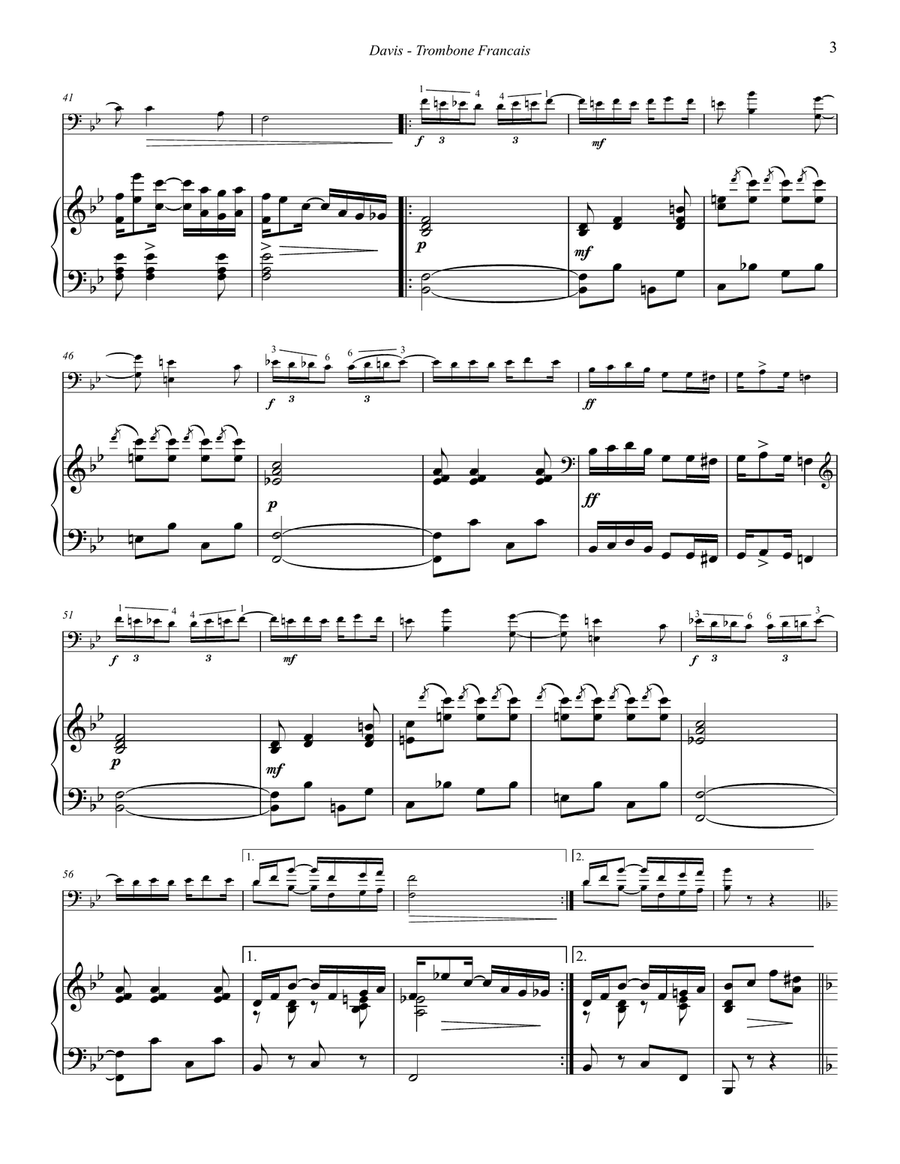 Trombone Français for Trombone and Piano Piano scores gallery preview page 5