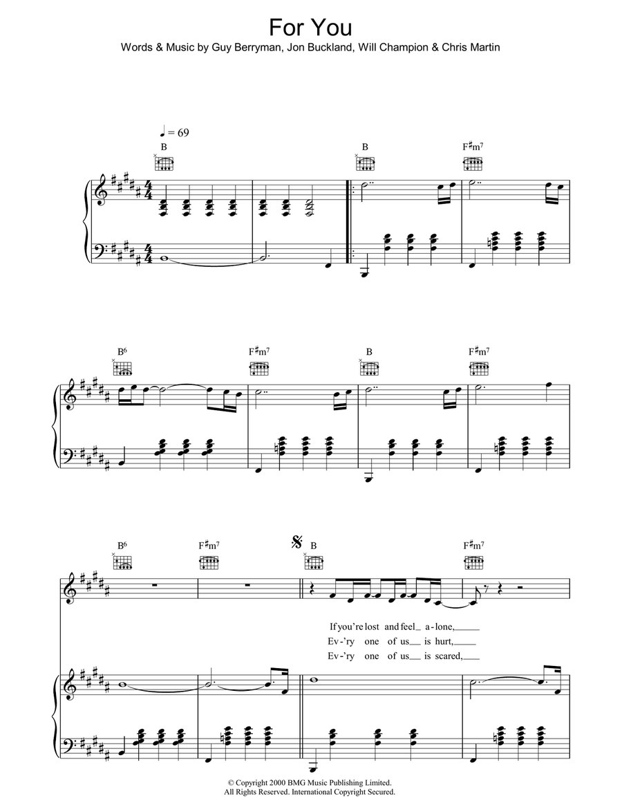 For You Piano, Vocal, Guitar scores gallery preview page 1