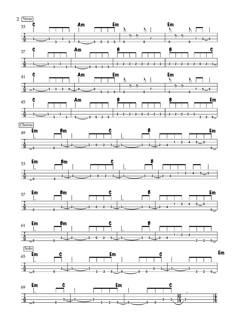 Naked City Guitar Tablature scores gallery preview page 2