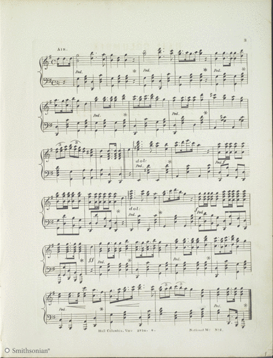 Popular National Melodies with Brilliant Variations: Hail Columbia Piano Solo scores gallery preview page 3