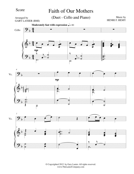 FAITH OF OUR MOTHERS (Duet – Cello and Piano/Score and Parts) image number null