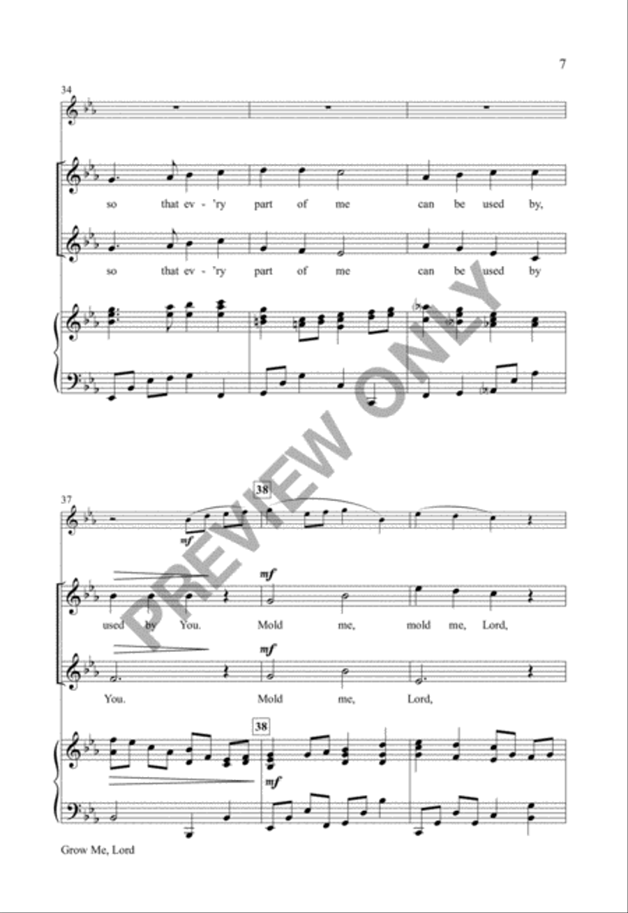 Grow Me, Lord Unison Choir scores gallery preview page 6