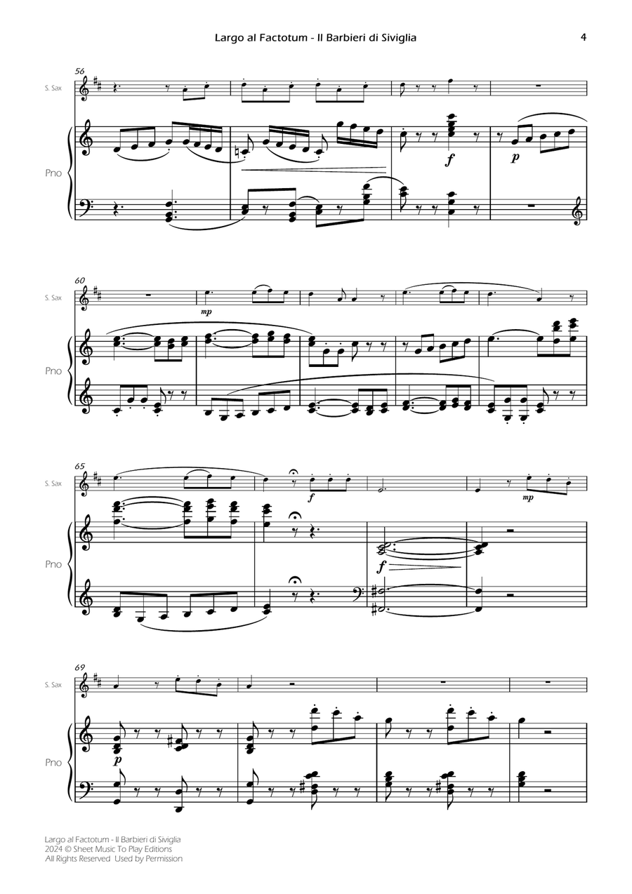 Largo al Factotum - Soprano Sax and Piano (Full Score and Parts) Soprano Saxophone scores gallery preview page 6