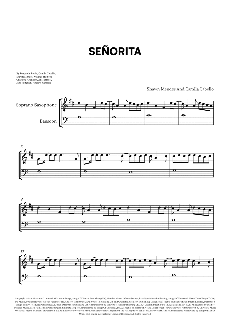 Señorita Señorita Woodwind Duet scores gallery preview page 1