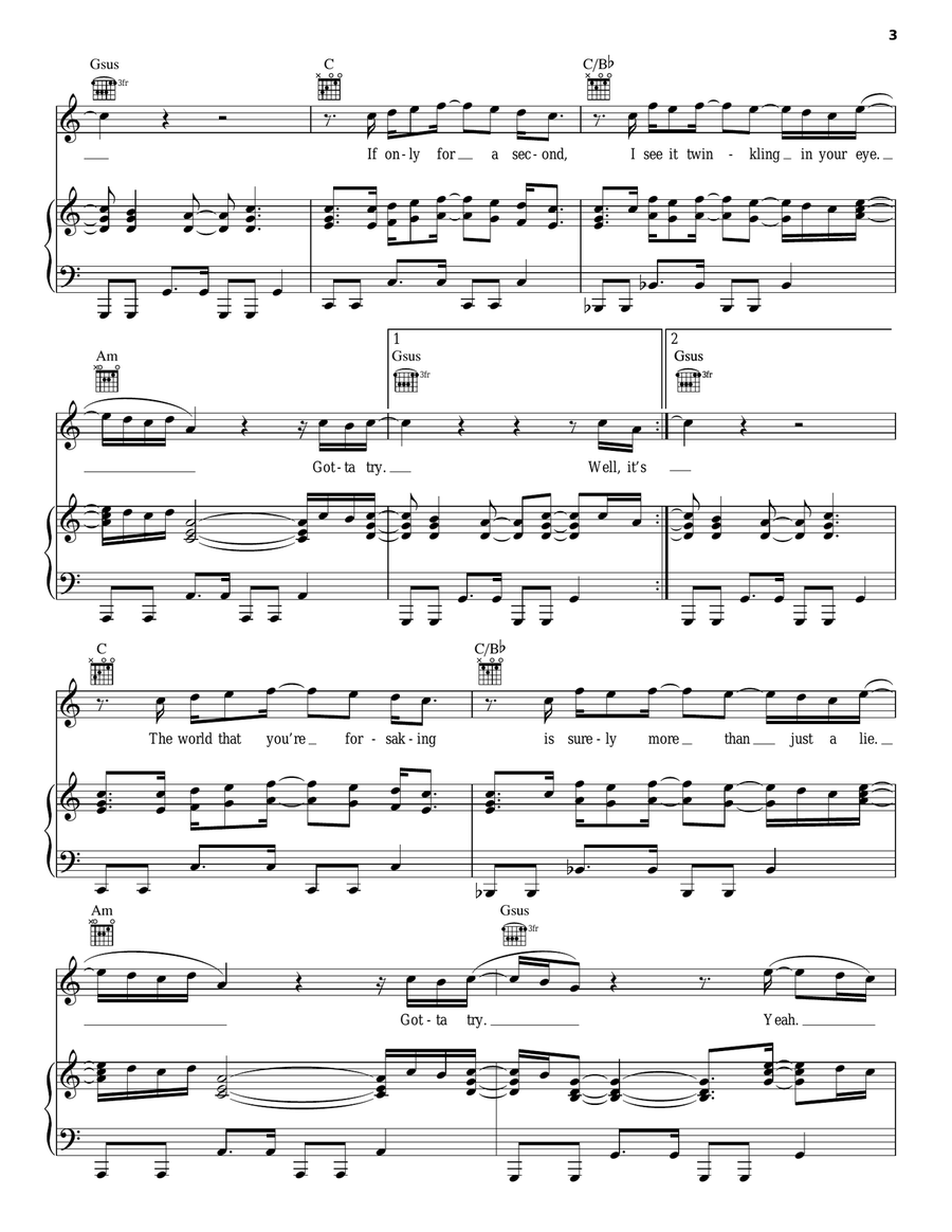 Fugitive Piano, Vocal, Guitar scores gallery preview page 3