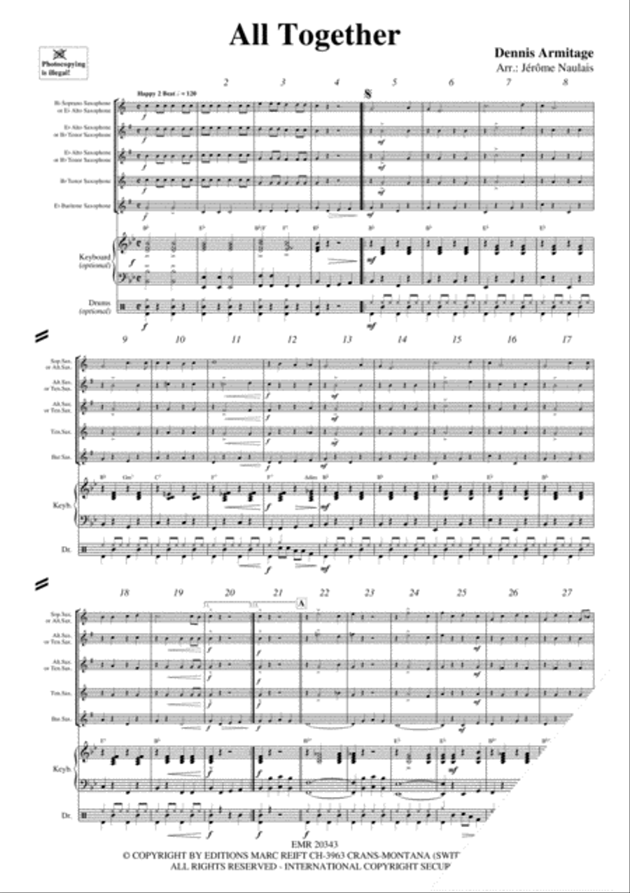 All Together Saxophone Quintet scores gallery preview page 3