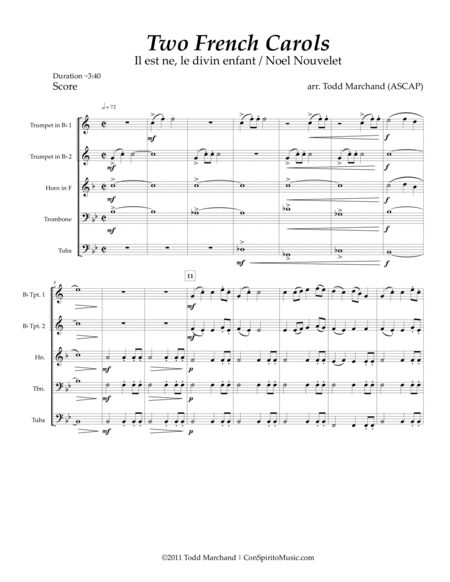 Two French Carols - brass quintet image number null