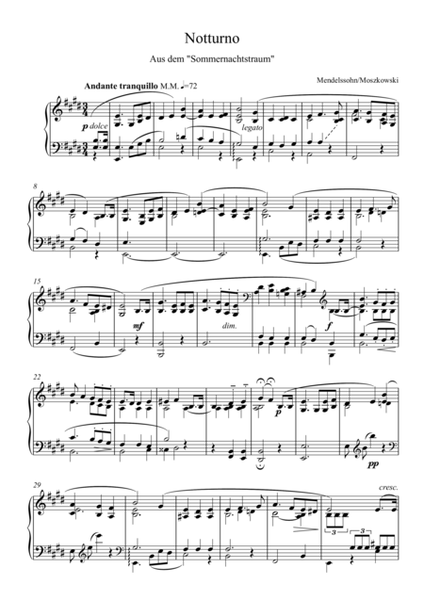 Mendelssohn - Nocturne from A Midsummer Night's Dream from piano solo