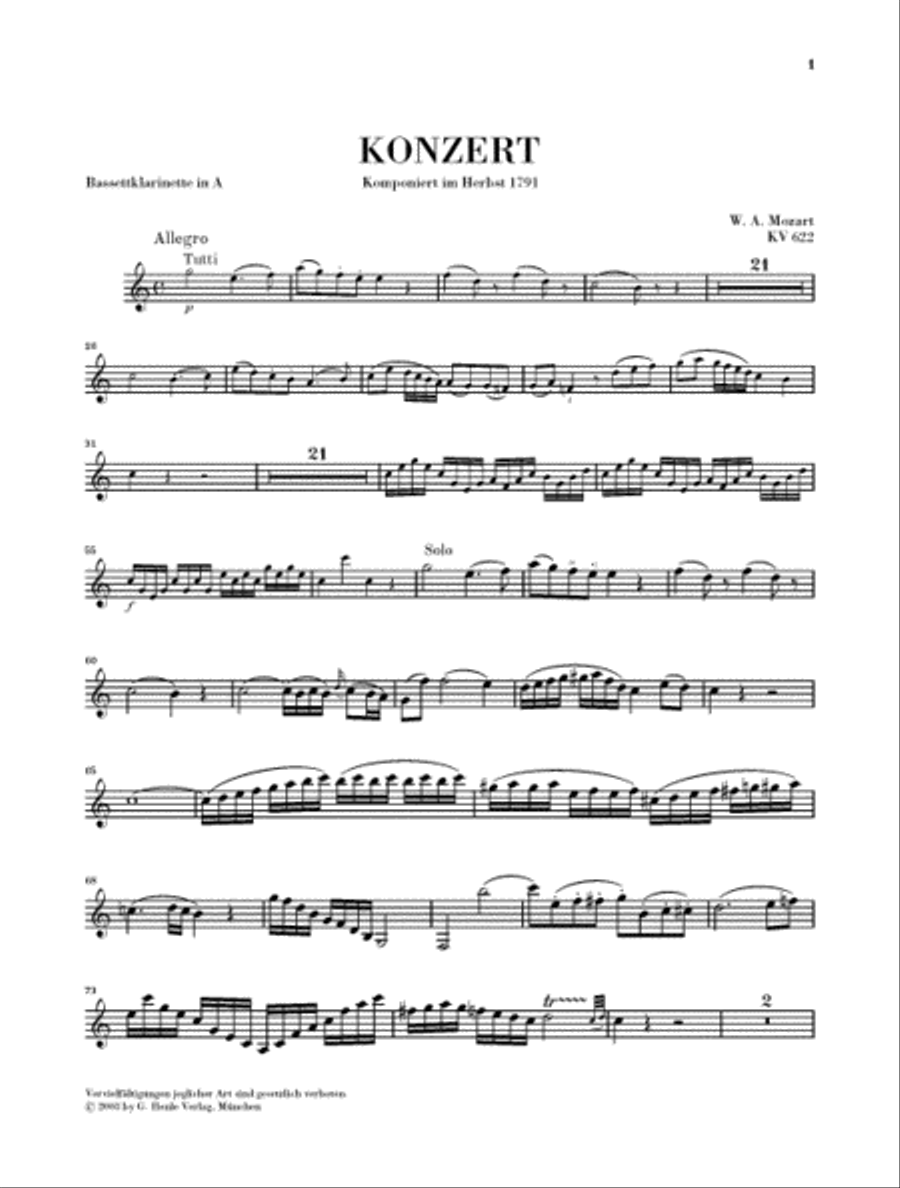 Clarinet Concerto in A Major, K. 622