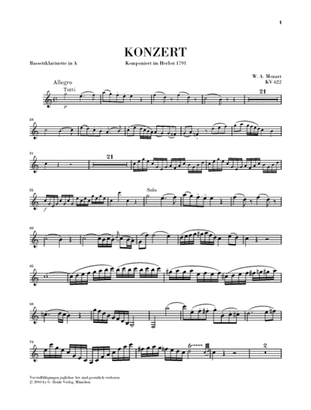 Clarinet Concerto in A Major, K. 622