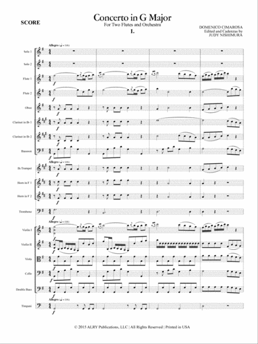 Concerto in G Major for Two Flutes and Orchestra Flute Duet scores gallery preview page 3