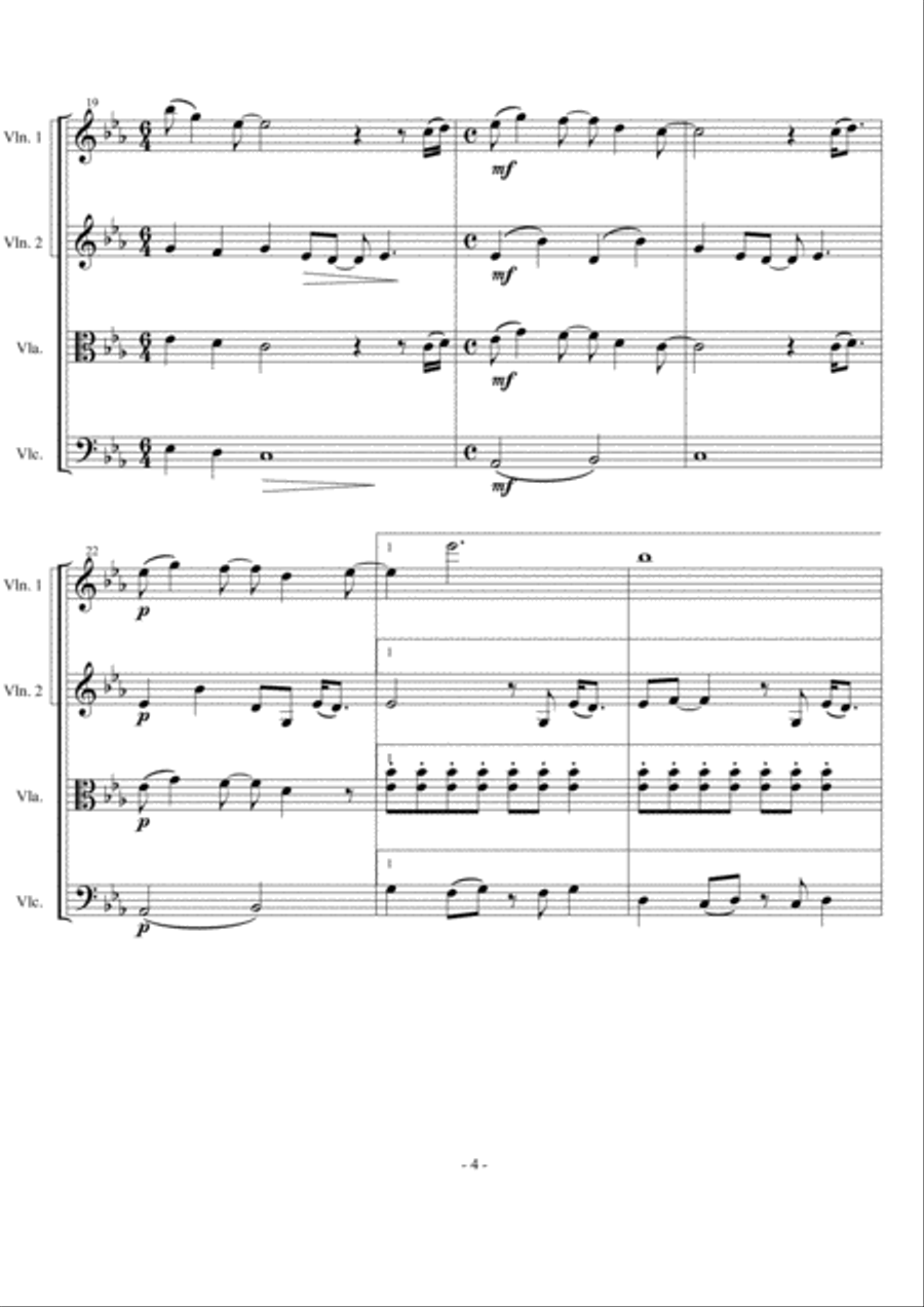 You're Beautiful String Quartet scores gallery preview page 4