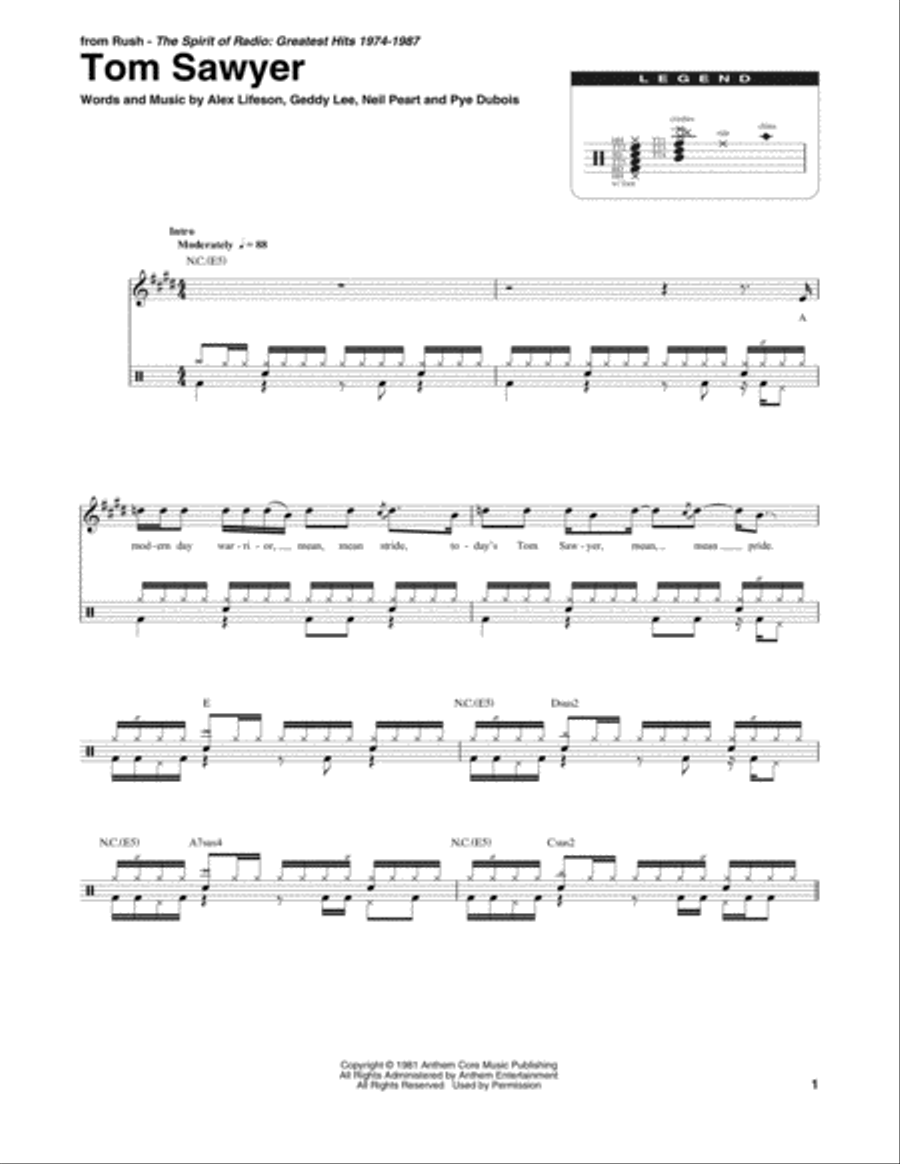 Tom Sawyer Drum Set scores gallery preview page 1