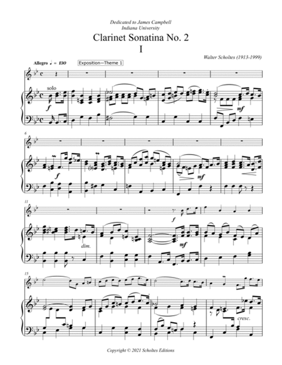 Clarinet Sonatina No. 3 in C Major with Piano Accompaniment