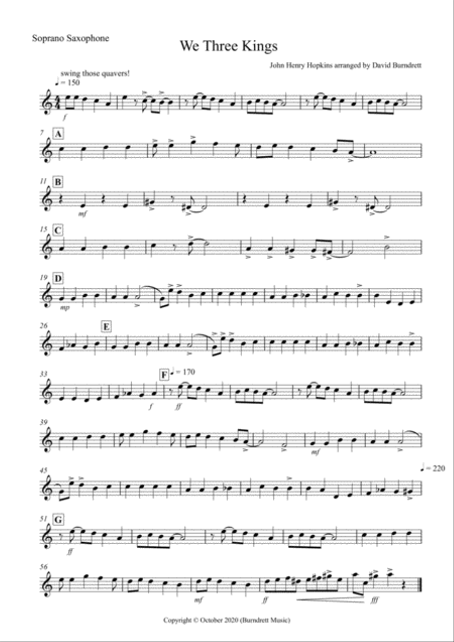 We Three Kings (Jazzy Style!) for Saxophone Quartet Saxophone Quartet scores gallery preview page 4