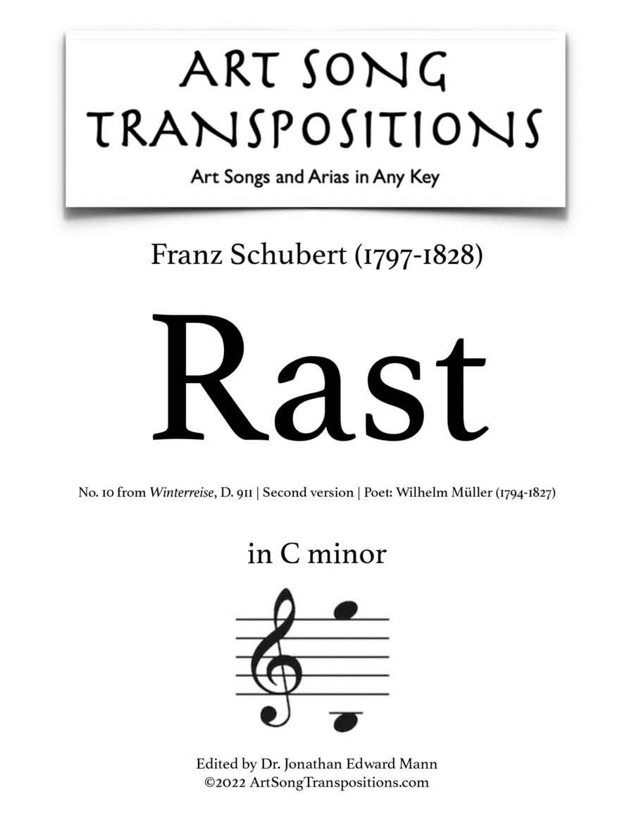 SCHUBERT: Rast, D. 911 no. 10 (transposed to C minor)