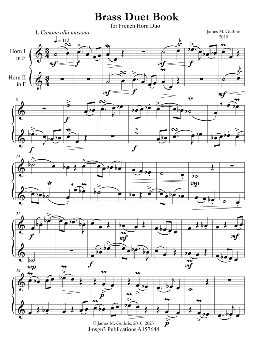 Guthrie: Brass Duet Book for French Horn Duo Brass Duet scores gallery preview page 1