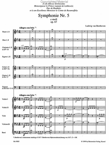 Symphony, No. 5 c minor, Op. 67