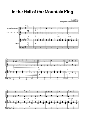 In the Hall of the Mountain King - Baritone Sax Duet with Piano and Chord Notations
