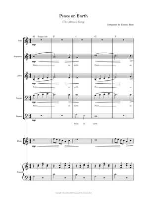 Peace on Earth - Christmas Song - SATB flute or violin or cello with piano and parts