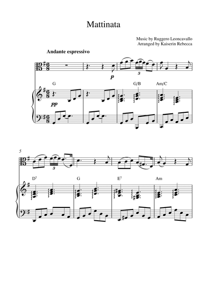 Mattinata (for viola solo and piano accompaniment) image number null