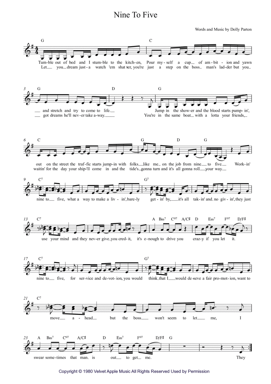 Nine To Five 2-Part scores gallery preview page 1