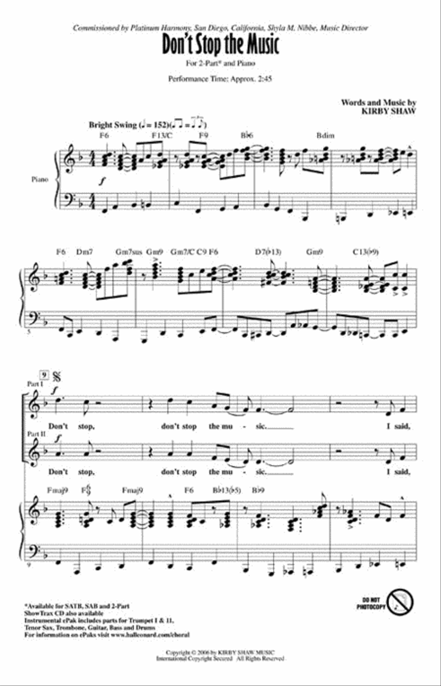 Don't Stop the Music Don't Stop the Music 2-Part scores gallery preview page 2