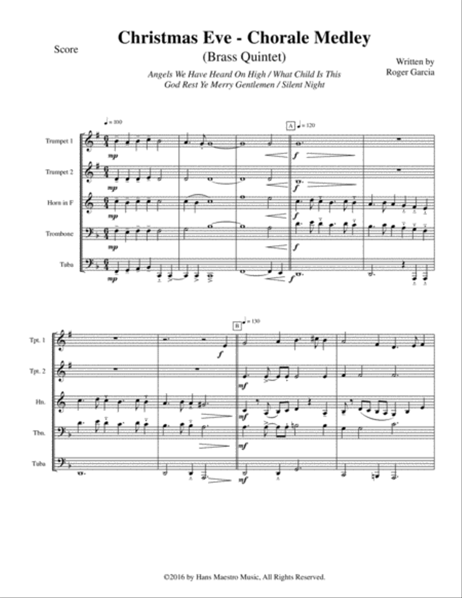 Christmas Eve: Chorale Medley Brass Ensemble scores gallery preview page 2