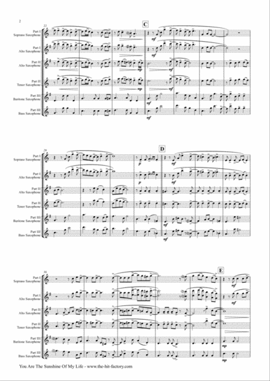 You Are The Sunshine Of My Life Woodwind Trio scores gallery preview page 2