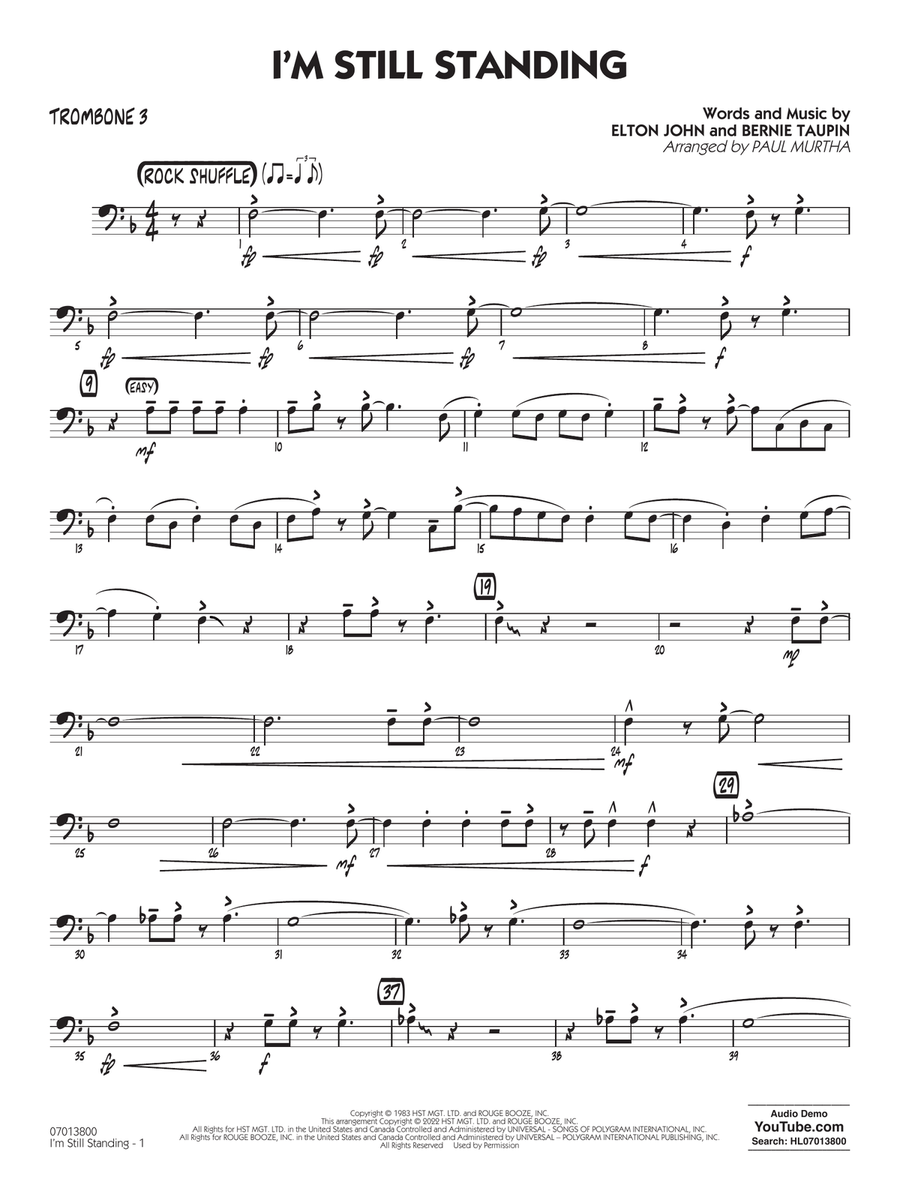 I'm Still Standing (arr. Paul Murtha) - Trombone 3