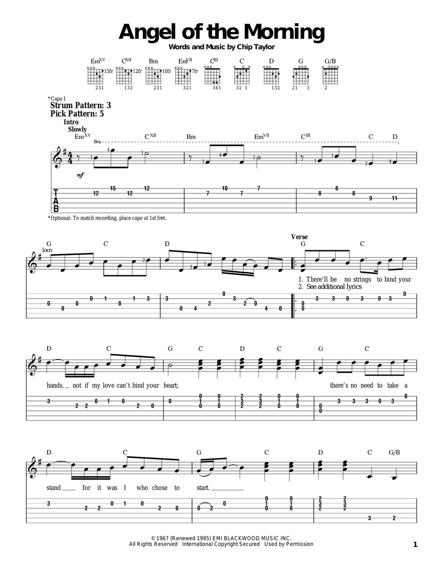Angel Of The Morning Angel Of The Morning Acoustic Guitar scores gallery preview page 1