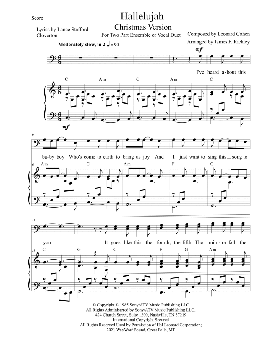 Hallelujah Hallelujah TB scores gallery preview page 1