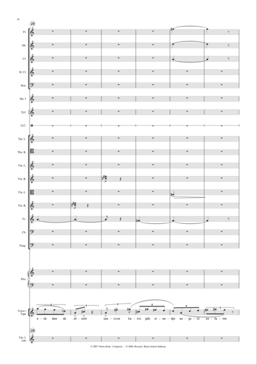 Oh, mia kor' (for ensemble with voice or tape) Full Orchestra scores gallery preview page 6