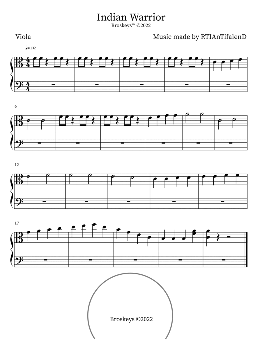 Indian Warrior Viola Solo scores gallery preview page 1