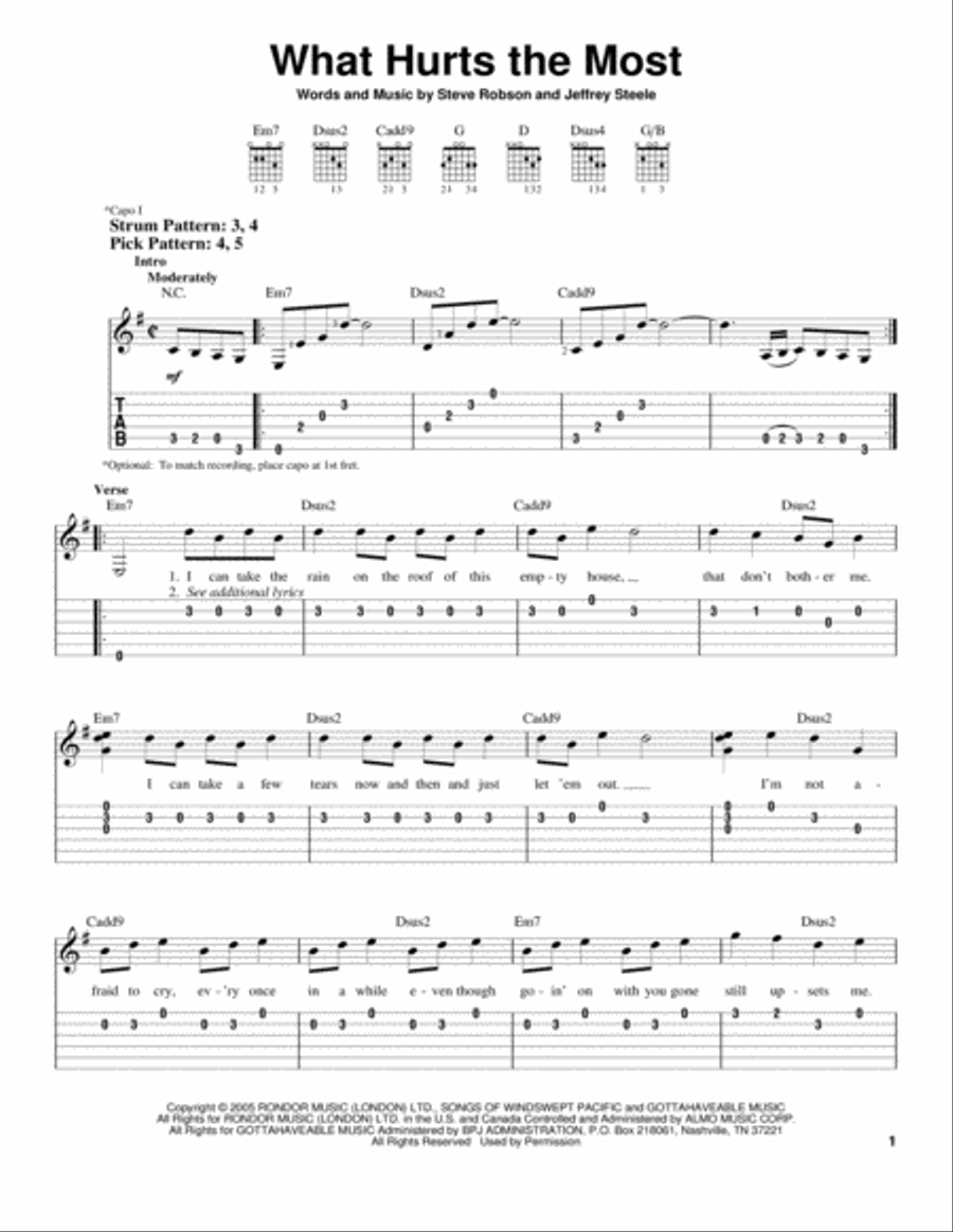 What Hurts The Most Acoustic Guitar scores gallery preview page 1