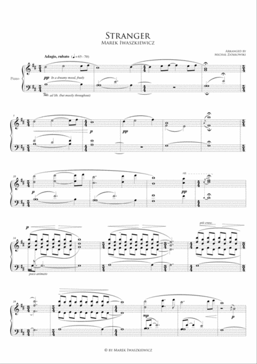 Marek Iwaszkiewicz - Stranger Piano Solo scores gallery preview page 1