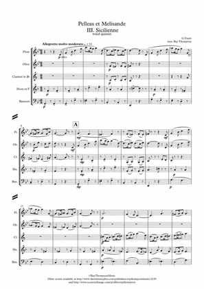 Book cover for Fauré: Pelleas et Melisande Op.78 III. Sicilienne - wind quintet