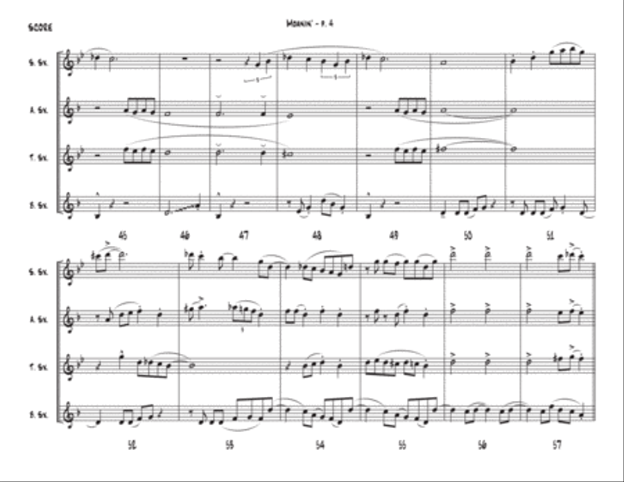Moanin' Saxophone Quartet scores gallery preview page 4