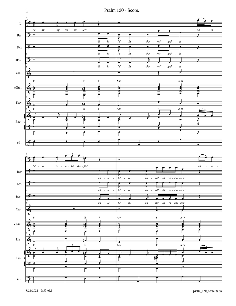 Psalm 150 - Score Only Psalm 150 - Score Only Small Ensemble scores gallery preview page 2