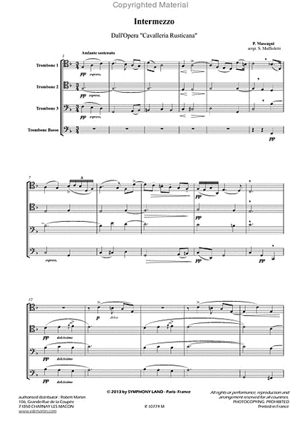 Intermezzo cavalleria rusticana pour 4 trombones
