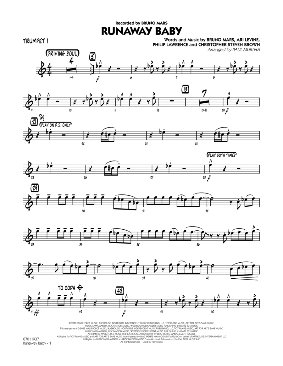 Runaway Baby - Trumpet 1