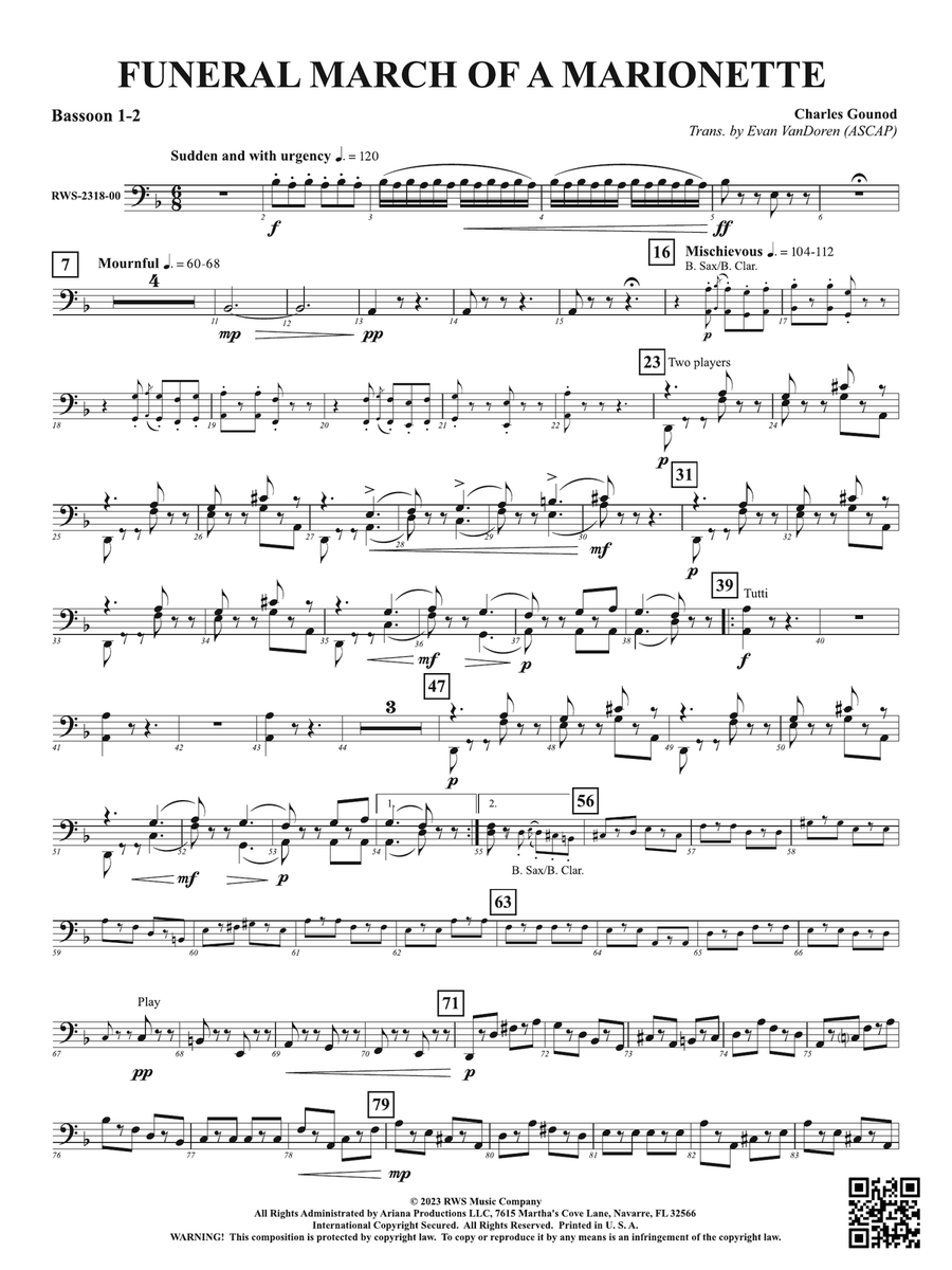 Funeral March of a Marionette: 1st & 2nd Bassoon Bassoon scores gallery preview page 1
