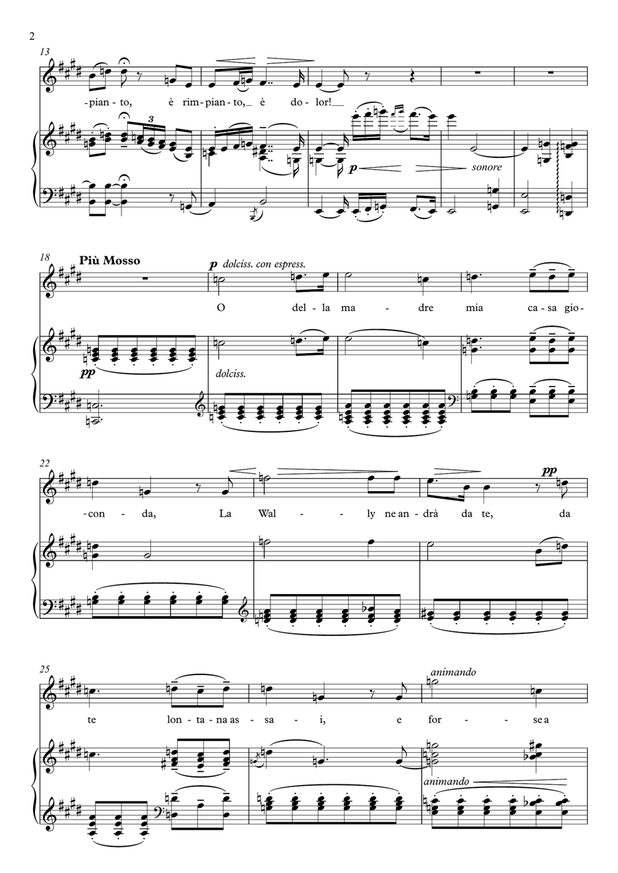 Ebben? Ne andrò lontana - La Wally (E Major) Soprano Voice scores gallery preview page 3