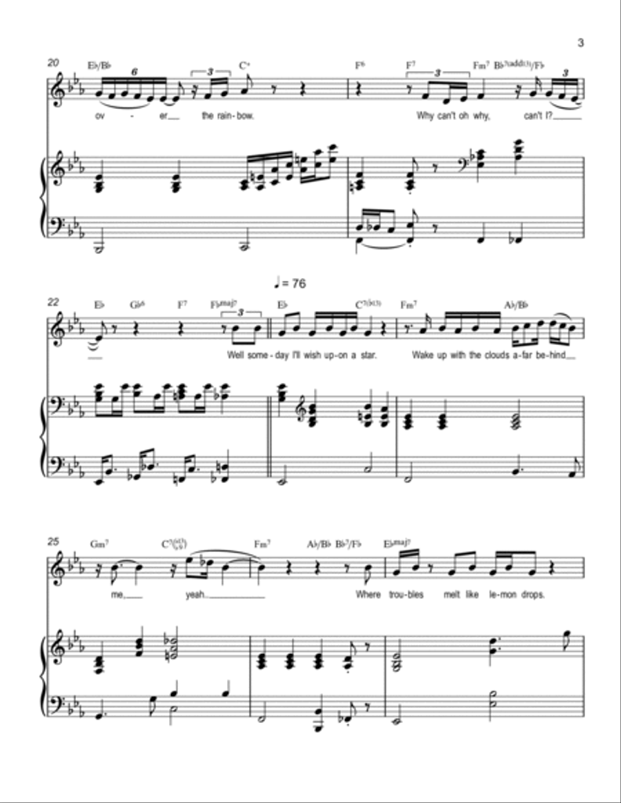 Somewhere Over The Rainbow Voice scores gallery preview page 3