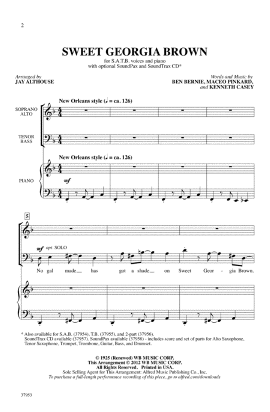 Sweet Georgia Brown Choir scores gallery preview page 1
