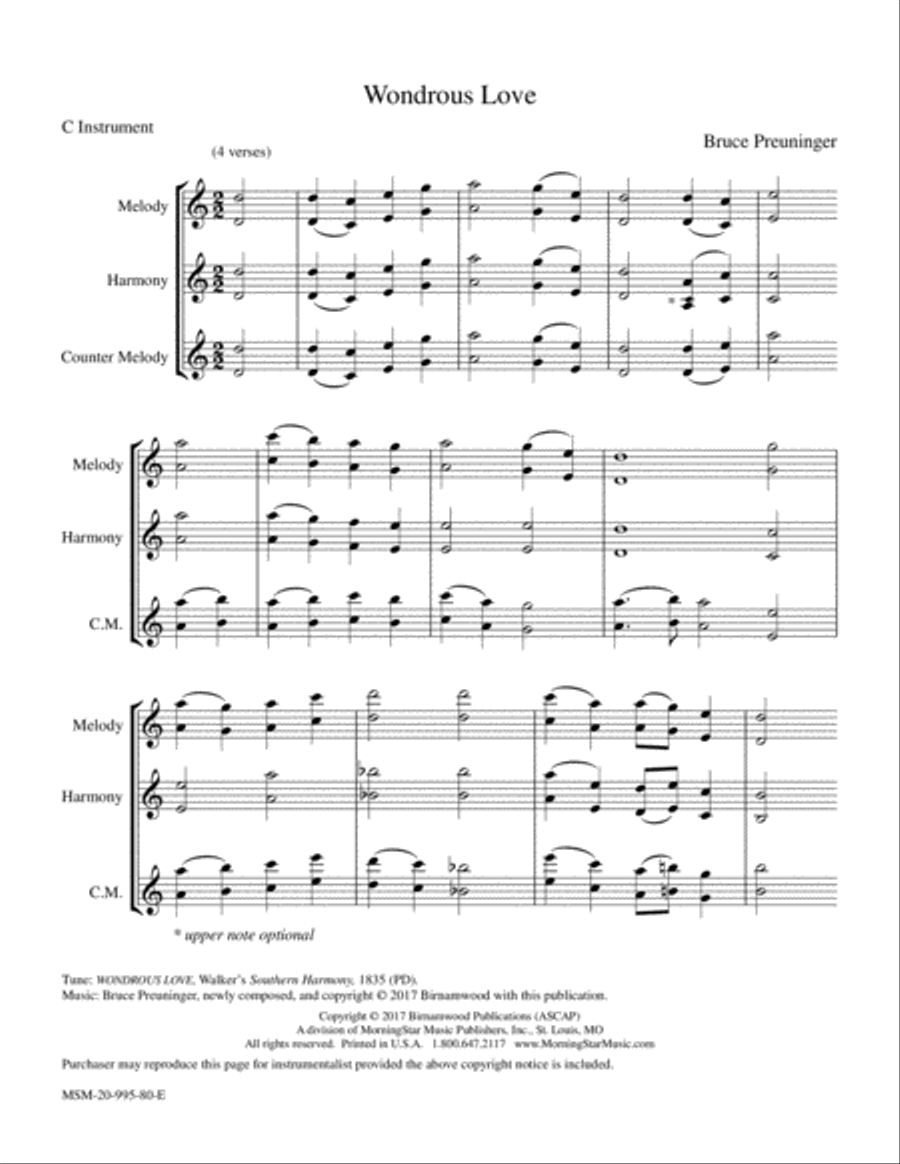 Wondrous Love Piano and Keyboard scores gallery preview page 1