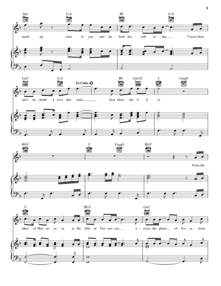God Bless The U.S.A. by Lee Greenwood Piano, Vocal, Guitar - Digital Sheet Music